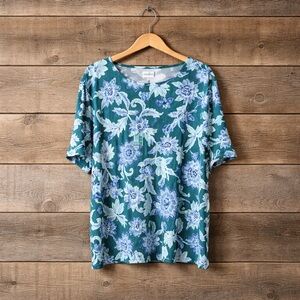 Croft & Barrow 3x The Classic Crewneck Cotton Short sleeve Floral Paisley